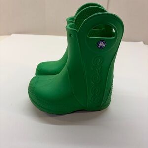 Crocs Handle It Green Lightweight Rubber Rain Boots Toddler Kids Size 6C